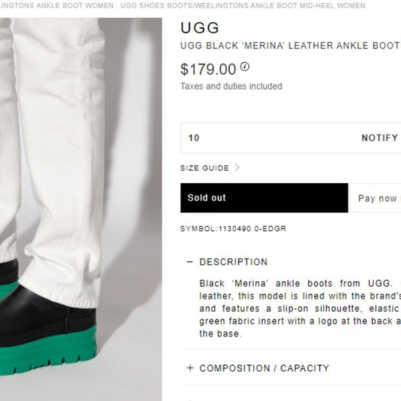 UGG® Australia Womens Leather Merina Platform Boots Black/Green NEW IN BOX - Picture 4 of 13